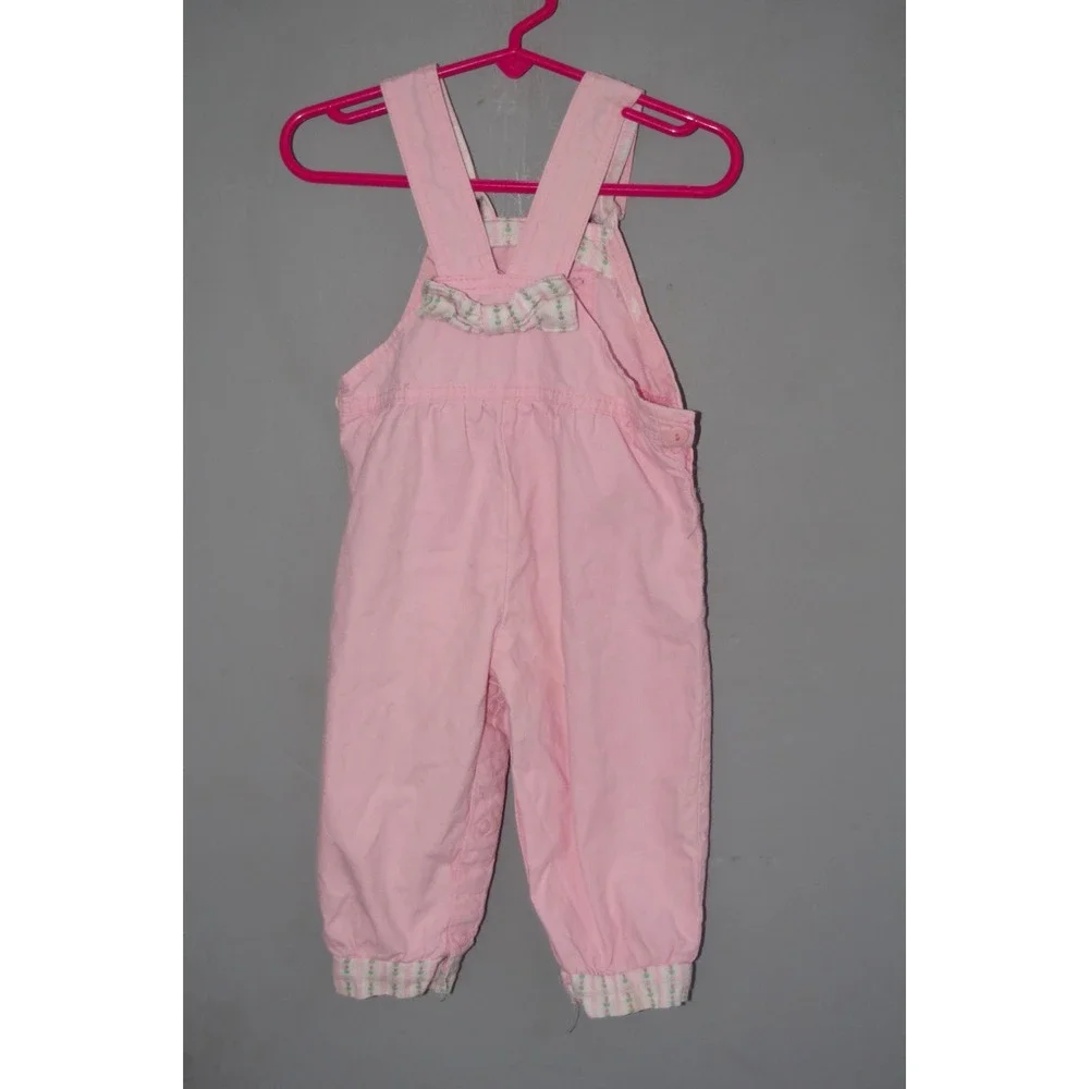 Vintage OshKosh B'Gosh Vestbak Rare Pink Floral Overalls 12 mos.‎ 90s USA VGUC